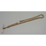 A 9ct gold Albert watch chain, with original T-bar and clip, 29.3g, 32.5cm to the T-bar