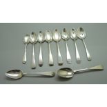 Ten silver spoons including 19th century and one Irish, 143g