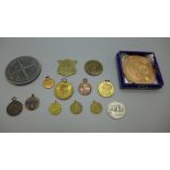 Assorted items, including medals and medallions