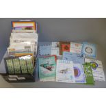 Stamps; a box of stamps, covers, etc. with many presentation packs