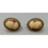 A pair of 10k gold screw-back cameo earrings, 4.5g