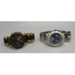 A Michael Kors wristwatch and a Swatch wristwatch