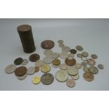 A collection of British and foreign coins including some silver