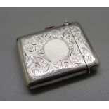 A silver vesta case, Birmingham 1919, 34g