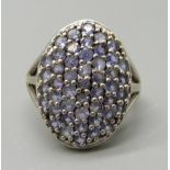 A silver and tanzanite ring, R