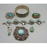 Paste set jewellery including a scarab bracelet and pendant