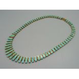 A silver and turquoise necklace, 62.7g, marked made in Chile