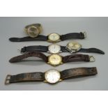 Six gentleman's wristwatches; Tissot, Avia, Accurist, Gradus, Montine and Marina, a/f