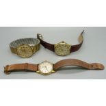 Three gentleman's wristwatches; two Lanco and a Rotary