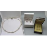 Isle of Wight pearls and earrings, boxed