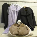 Three lady's overcoats, including Armonina and a Jaeger black dress (size 12) **PLEASE NOTE THIS LOT