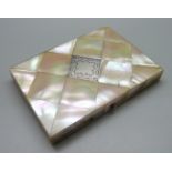 A mother of pearl card case, 78mm x 108mm