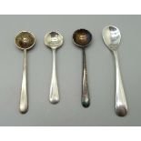 Four silver condiment spoons