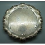 A large late Victorian silver tray, London 1897, George Edward & Sons, 785g, diameter 29/30cm