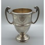 A heavy silver trophy, Arthur Martin Parsons & Frank Herbert Parsons, 1937 trophy, with Elstree
