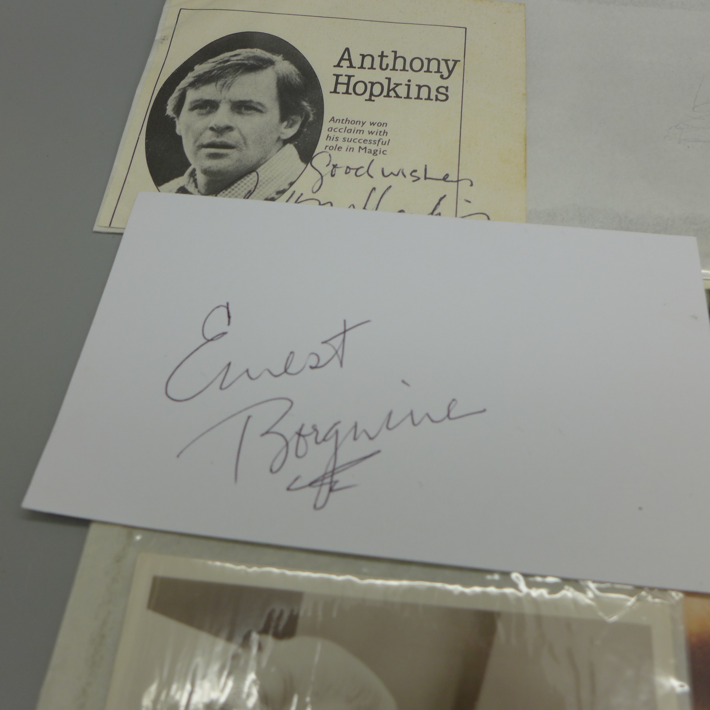 Autographs, Ernest Borgnine, Anthony Hopkins and Carol Landis - Image 2 of 2