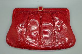 A Colombetti 'red python' handbag, made in Italy