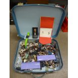 A suitcase of costume jewellery and wristwatches **PLEASE NOTE THIS LOT IS NOT ELIGIBLE FOR