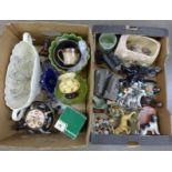 A box of mixed china and a box of animal figures **PLEASE NOTE THIS LOT IS NOT ELIGIBLE FOR