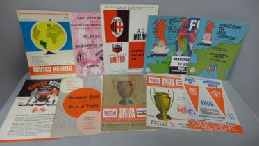 Football memorabilia; Manchester United programmes for games in European competitions, including