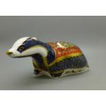 A Royal Crown Derby paperweight, Moonlight Badger, exclusively for the Royal Crown Derby