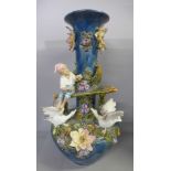 A Capodimonte vase, some a/f, 52.5cm