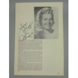 A Betty Grable autographed programme