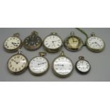 Nine pocket watches, a/f