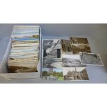 Postcards; a box of postcards, vintage to modern