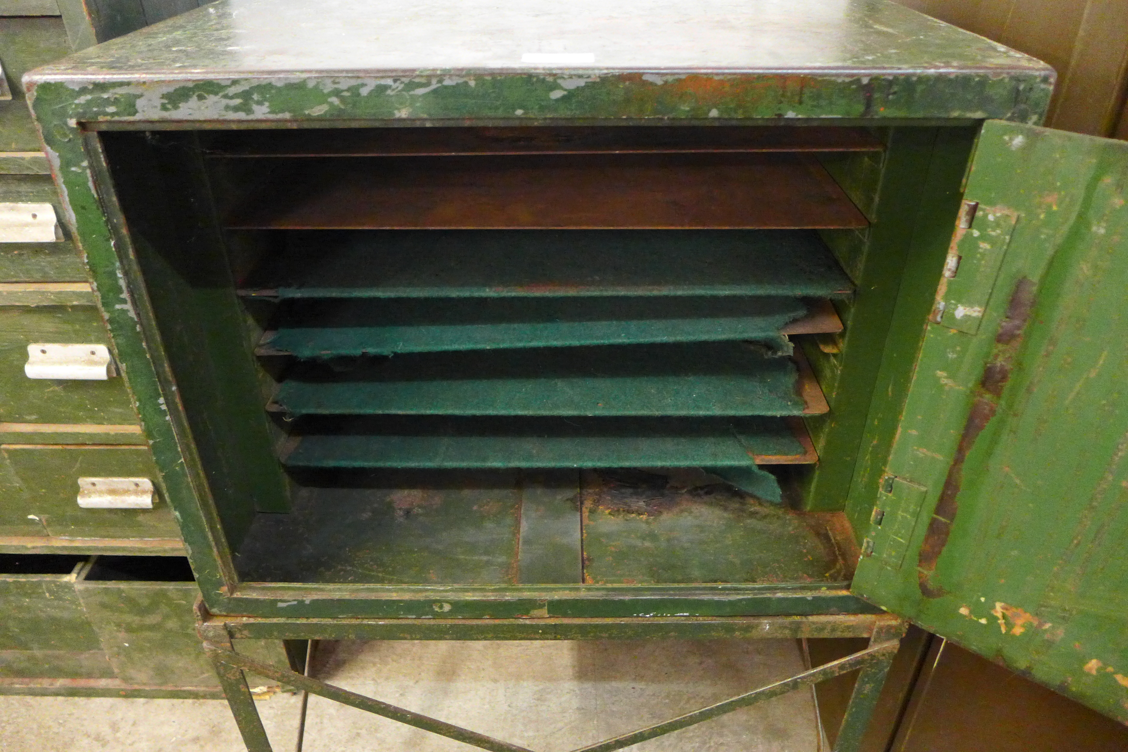 A steel deed box on stand, C.H.Whittingham, Birmingham - Image 3 of 3