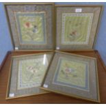 A set of four Chinese silk embroideries