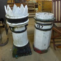 A Victorian crown chimney pot and another