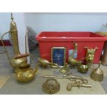 A large quantity of assorted brassware