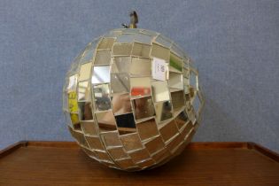 A hanging disco ball