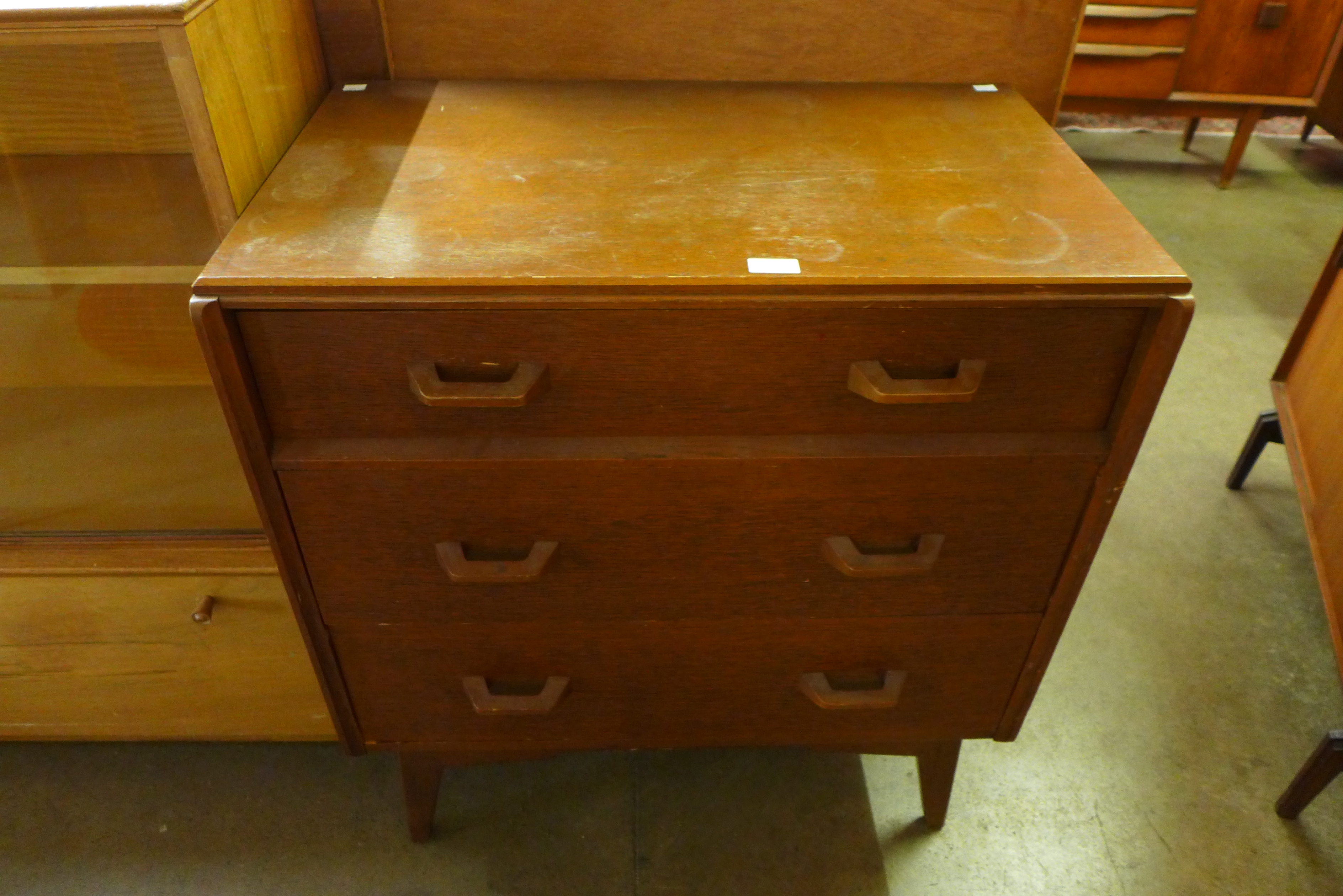 A G-Plan Brandon oak chest of drawers and a walnut bookcase - Image 2 of 2