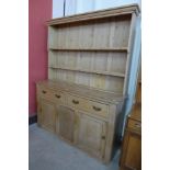 A Victorian pine waxed pine dresser