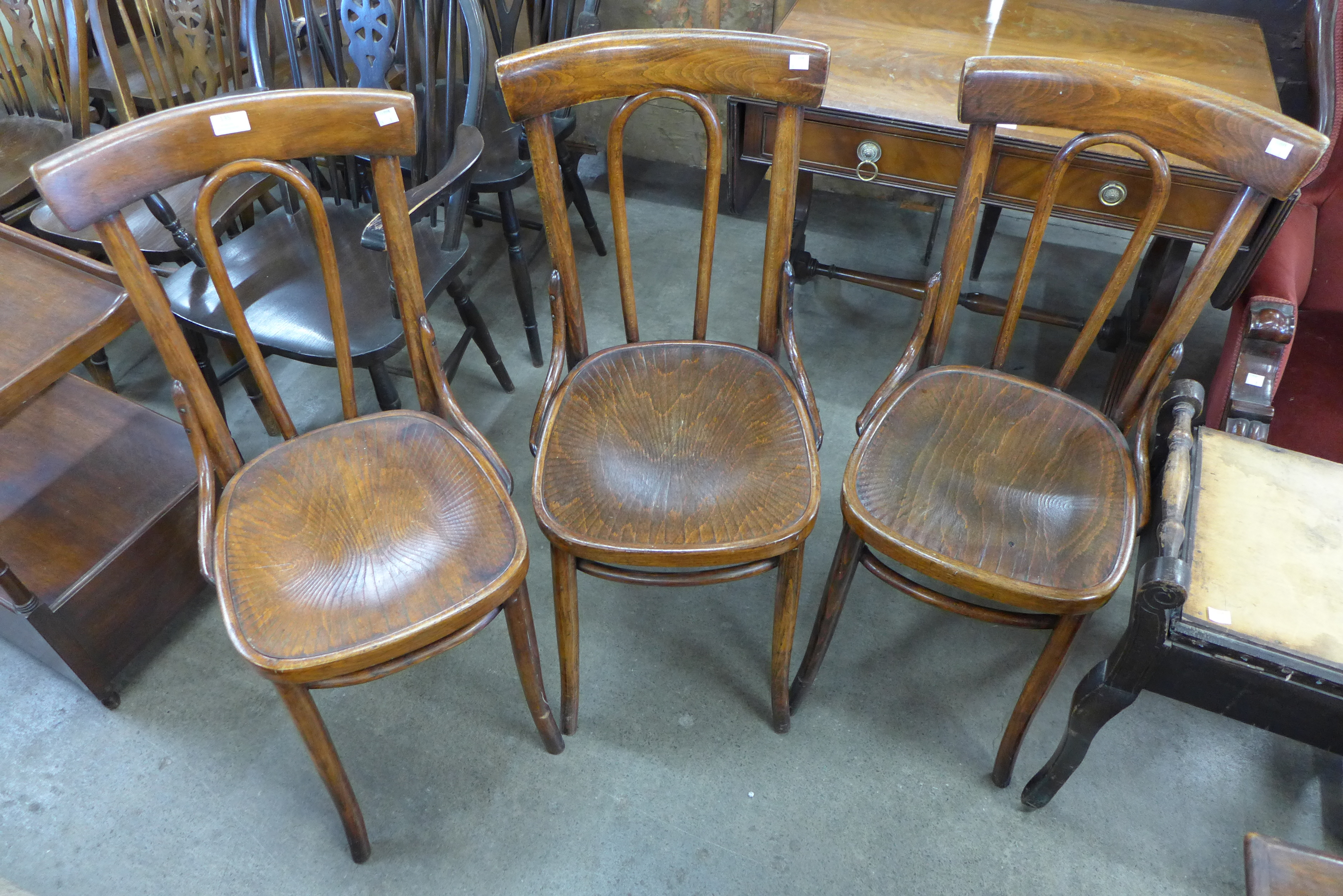 A set of three bentwood chairs