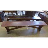 A pair of Victorian oak benches