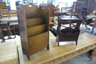 An oak magazine rack and one other