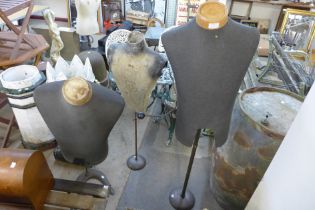 Three vintage metal based mannequins