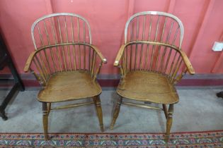 A pair of Victorian elm Windsor armchairs
