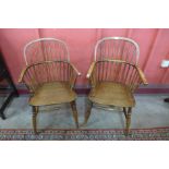 A pair of Victorian elm Windsor armchairs