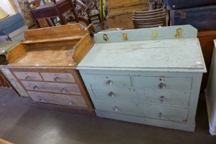 Victorian pine washstand and a painted pine chest of drawers