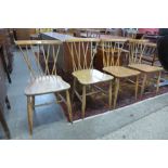 A set of four Ercol candlestick, model 376 dining chairs