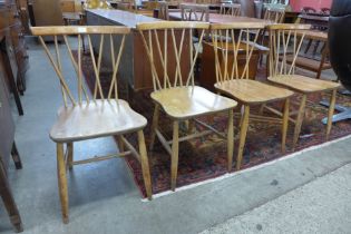 A set of four Ercol candlestick, model 376 dining chairs
