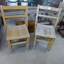 Eight vintage wooden stacking chairs