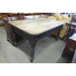 A Victorian pine farmhouse kitchen table