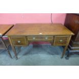 An Edward VII inlaid mahogany kneehole desk