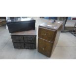 A Shaw Walker of London oak sewing box, a small mahogany table top bank of drawers and one other