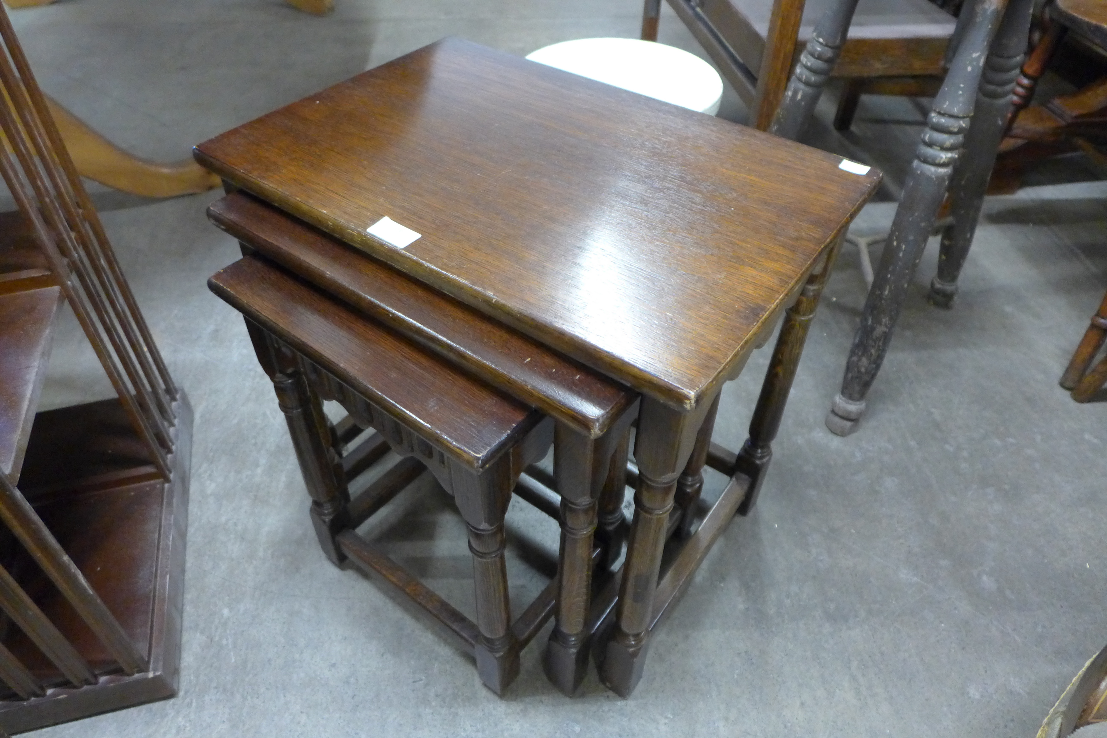 An oak nest of tables